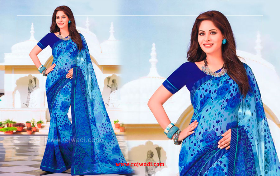 Floral_Print_Chiffon_Saree