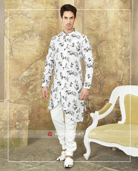 Cotton Silk White Color Pathani