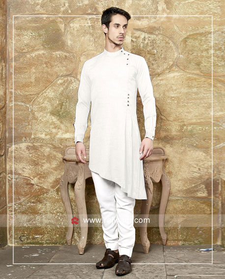Marvelous White Layered Pathani Suit