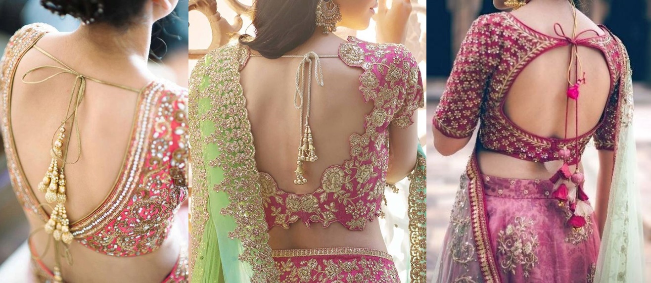 Open back neck blouse with tassels